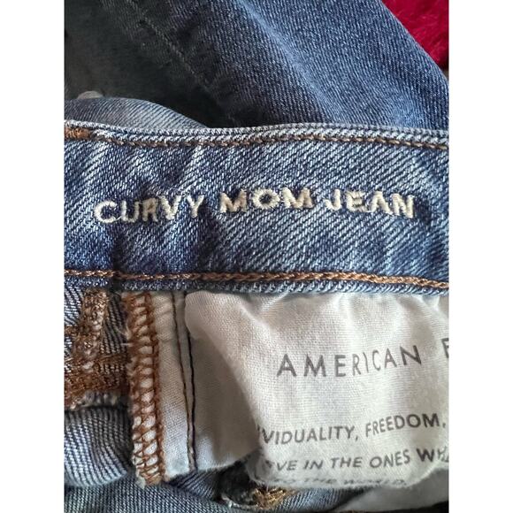 American Eagle Women Distressed Straight Leg Stretch Curvy Mom Jeans Blue Size 4 - Picture 8 of 11